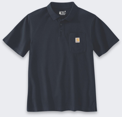 Bluzë polo Carhartt Midweight Loose Fit me xhep në gjoks, madhësia XXL, blu e errët