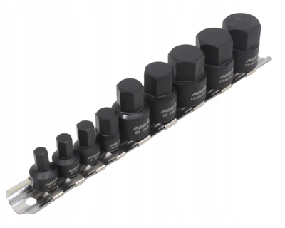 Set çelësa goditës Asta HEX, 10 copa, 1/4" dhe 3/8", metric