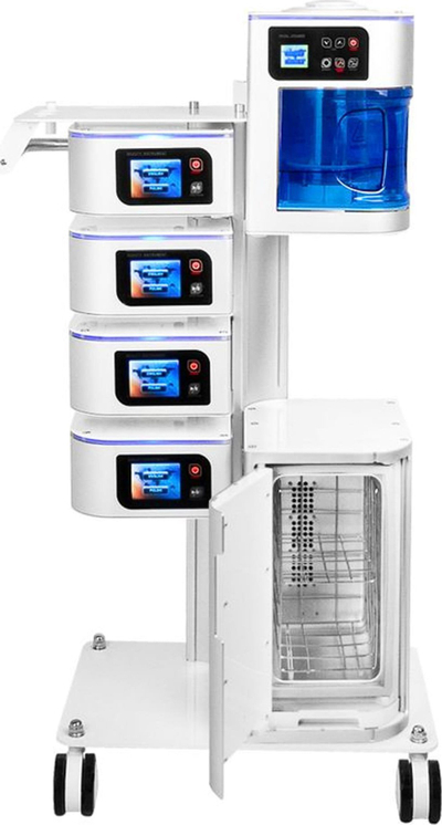 Aparat kozmetik profesional Yoshida Exclusive Cosmetic Combine, multifunksional, me steamer ozoni, i bardhë