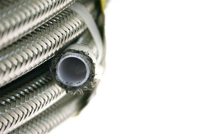 Zorrë Teflon PTFE me gërshet çeliku, AN4 5.5mm, gjatësi 1m, argjendtë