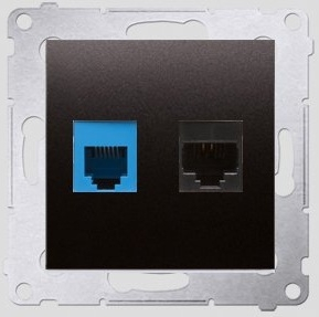 Prizë telekomunikuese Kontakt-Simon Simon54 D5T.01/48, RJ45 Cat5e, RJ12, antracit