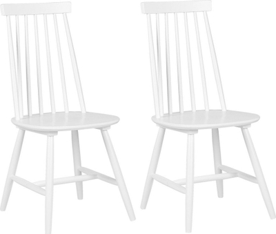 Set karrigesh ngrënieje Beliani Burbank, dru rubberwood, 2 copë, të bardha