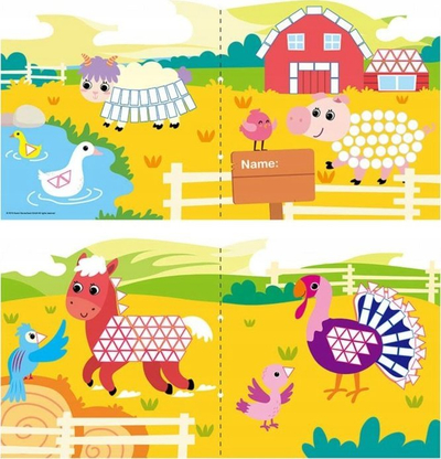 Set mozaikësh për kalamoj Fat Brain Toys Mosaic Junior Kafshët e fermës, punime me dorë, mosha 3 7 vjeç, shumëngjyrësh