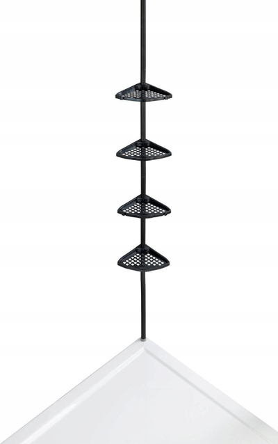 Raft dushi këndor teleskopik WENKO, metal, lartësi 85-250 cm, i zi