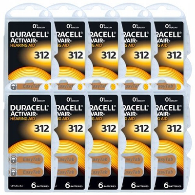 Bateri për aparat dëgjimi Duracell DA312, zink ajër, 1.45V