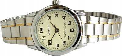 Рачен часовник Casio LTPV001SG-9B за жени, јапонски кварц, иноксен челик во две бои сребро злато
