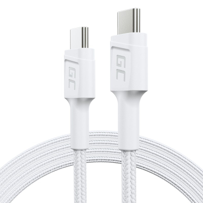 Kabllo karikimi Green Cell PowerStream USB C në USB C, 1.2 m, 60W PD, e bardhë