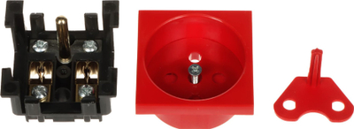 Prizë elektrike STASINSKI JAVEL GN-DATA-1P/LS System 45, 230V 16A, modul 45x45 mm, e kuqe