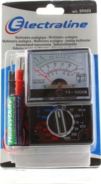 Multimetër analog Electraline 59003, për matje DC AC, i vogël, i zi