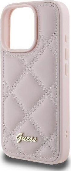 Mbulesë telefoni Guess Quilted Metal Logo për iPhone 16 Pro Max 6.9", rozë