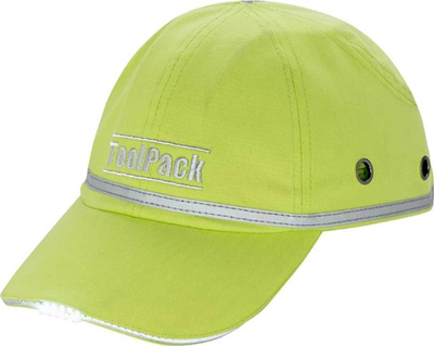 Kapelë pune mbrojtëse Toolpack LED Work, 5 LED, me shirit reflektues, lime e gjelbër
