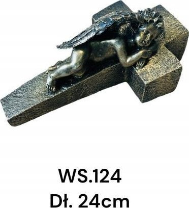 Figurinë memoriale Decomar WS.124, engjëll në kryq, 24cm, gri antike