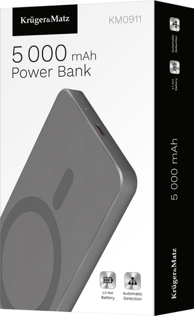 Karikues portativ Cellularline Safe Induction, 5000mAh, me induksion, gri