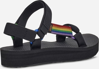 Sandale për femra TEVA Midform Universal Pride, platformë 1.25", të zeza me shumëngjyra