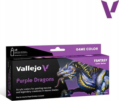 Сет акрилни бои Vallejo Game Color Purple Dragons, 8 парчиња, виолетова