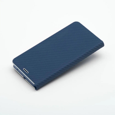 Fутрола книга OEM LUNA Book Carbon за Samsung Galaxy S25 Edge, со карбонска футрола, функција за држење, сина