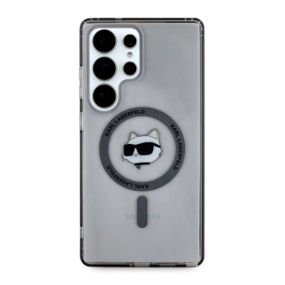 Kapak telefoni Karl Lagerfeld Choupette për Samsung S25 Ultra, magnetik, transparent, gri me të zezë