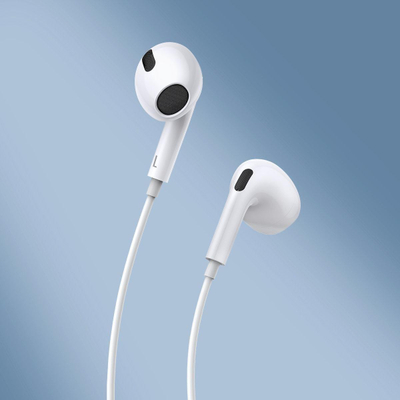 Kufje me fije Baseus Encok H17, in-ear, me mikrofon, të bardha