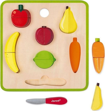 Lojë set për prerje dhe fruta dhe perime Janod, me magnet