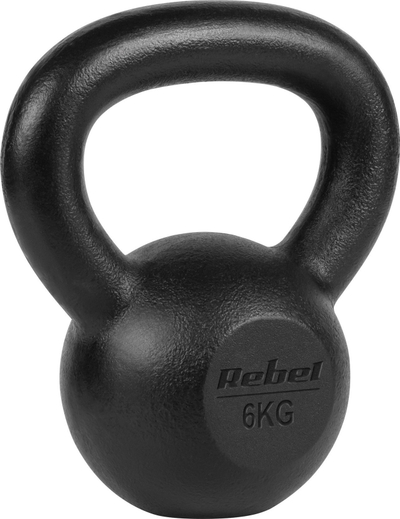 Kettlebell gize Rebel Active, 6 kg, me dorezë të rehatshme, i zi