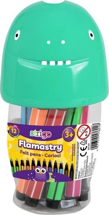 Markera me shkumës Strigo Jumbo Dinosaur, set 12 ngjyra, jo toksik