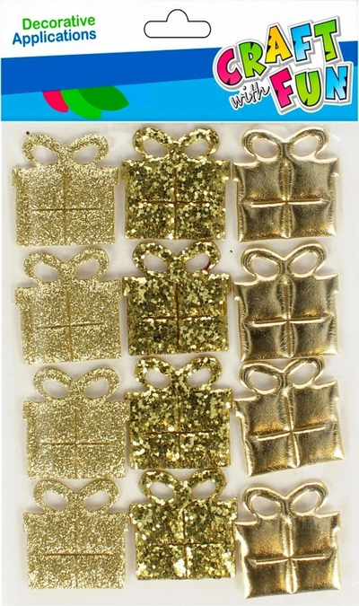 Stikera dekorativë vetëngjitës Craft With Fun Gold Christmas, set 12 copë, plastikë, ngjyrë ari