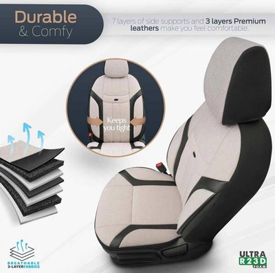 Mbulesa sediljesh makine Otom OT86753 Swan 503, set universal, material tekstil, bezhë me të zezë