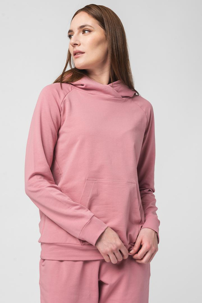 Bluzë me kapuç Raglan Cotton Hoodie për gra, pambuk, madhësia XS, rozë
