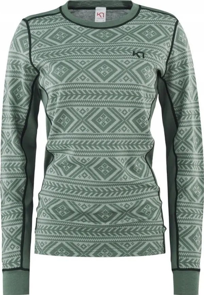 Bluzë bazë për gra Kari Traa Floke Long Sleeve, mëngë të gjata, madhësia S, jeshile Murk