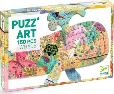 Puzzle Djeco Puzz Art Whale, 150 copa, në formë balene, shumëngjyrësh