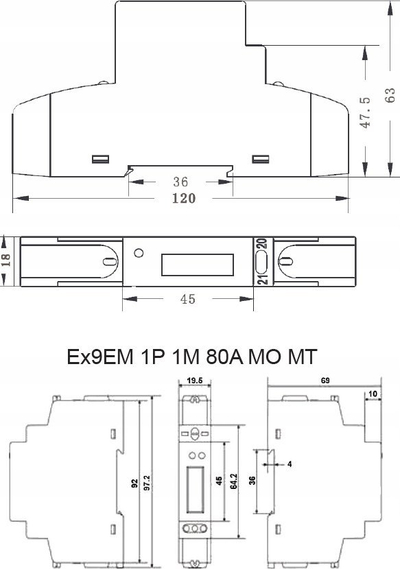 Matës energjie Noark Ex9EM 107297, 1 fazë, 45A, i bardhë