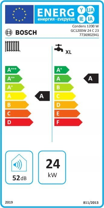 Kaldajë murale me kondensim Junkers Bosch Cerapur Condens 1200W GC1200W 24 C 23, 24kW, dy funksione, e bardhë