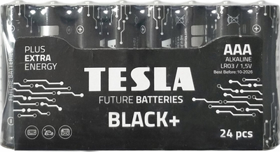 Bateri AAA Tesla Black+, alkaline 1.5V, pako 24 copë, e zezë