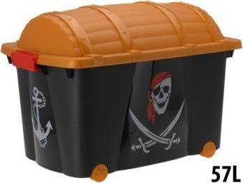Kuti lodrash Pirate Kids Treasure, 57L, plastikë, portokalli