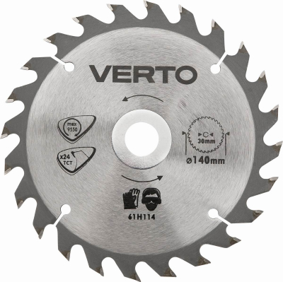 Teh sharre rrethore Verto 61H114, 140mm, 24 dhëmbë, ngjyrë argjendtë