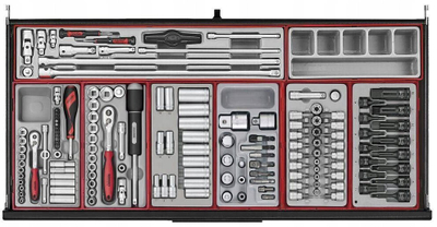 Karrocë veglash Teng Tools TKW37B1008T PRO35TM, set 1008 pjesë, 8 sirtarë, e zezë