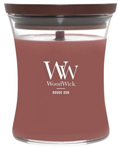 Миризлива свеќа Debenhams Medium Hourglass Rouge Oud, мирис на роза и уд, црвена
