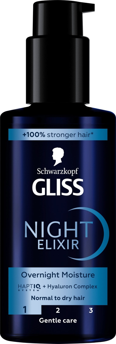 Eliksir nate për flokë të thatë Schwarzkopf Gliss Night Elixir, pa shpëlarje, 100 ml