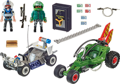 Set lodre Playmobil City Action Police Go-Kart Escape 70577, 125 copa, me figura policie