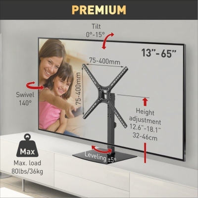 Bazë TV Barkan S320, për ekrane 29\" deri 56\", me lartësi të rregullueshme, ngjyrë e zezë