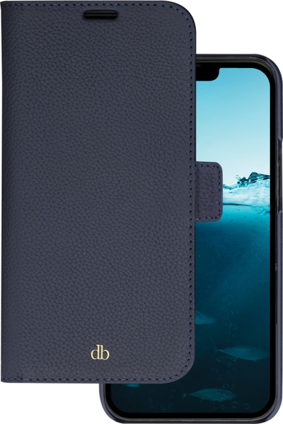 Kapak telefoni Dbramante1928 New York për iPhone 14 Plus, lëkurë, me xhepa kartash, blu Pacific