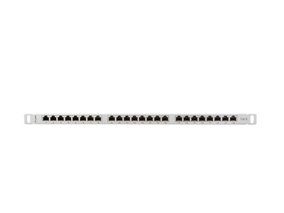 Patch panel 24 porta Cat.6 FTP, 0.5U 19", i ekranizuar, gri