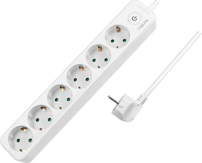 Zgjatës energjie LogiLink LPS247, me 6 dalje, kabllo 1.5 m, i bardhë
