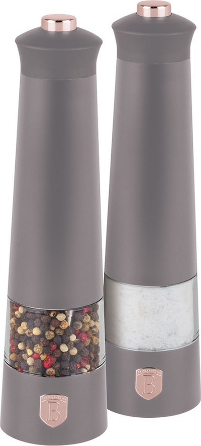 Bluarëse elektrike për piper dhe kripë Berlinger Haus BH9544, set 2 copë, çelik inox, gri matte
