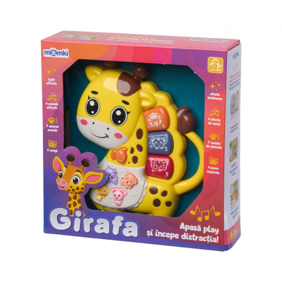 Lodra gjirafë MOMKI Giraffe, me drita, me tinguj, jeshile e verdhë