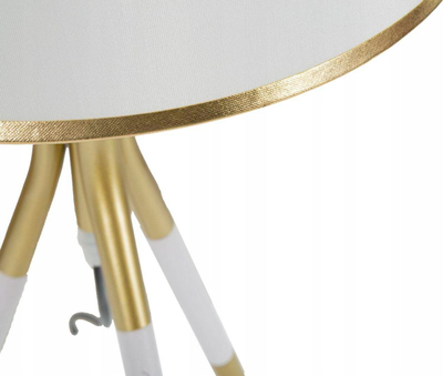 Lampë tavoline Mauro Ferretti Triply, Ø28cm, 1xE27 40W, metal tekstil, ari me të bardhë