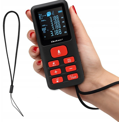 Metër lazer dixhital Qoltec Precise, mat distanca deri në 50m, ekran LCD me dritë