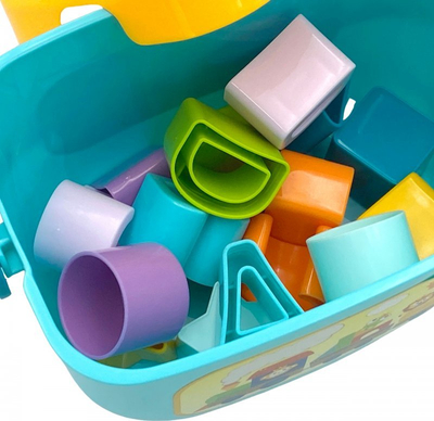 Lodër sorter edukative WOOPIE Montessori, blloqe me forma dhe shkronja, me ngjyra të ndryshme
