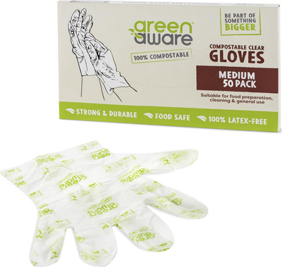 Doreza përdorimi një herë GreenAware Ecological Household Gloves M, kompostueshme, 50 copë, transparente