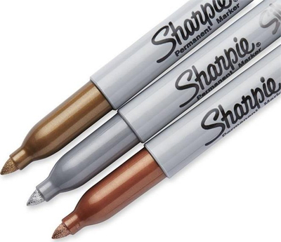 Markera Sharpie Metallic, set 3 copë, majë e hollë, ari argjend kafe